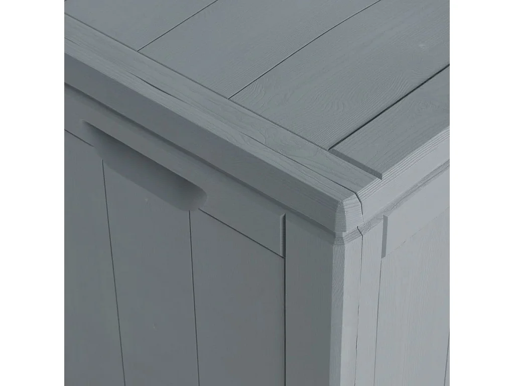 Arcón de jardín 180 L Gris PP aspecto madera