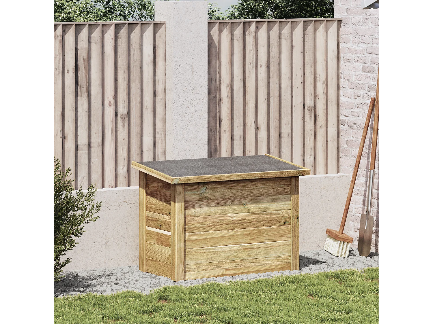 Baúl de almacenaje 44x80x57 cm en madera impregnada de pino