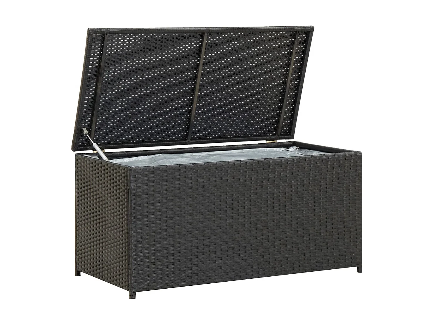 Caja de almacenamiento para jardín de resina tejida 100x50x50 cm negra