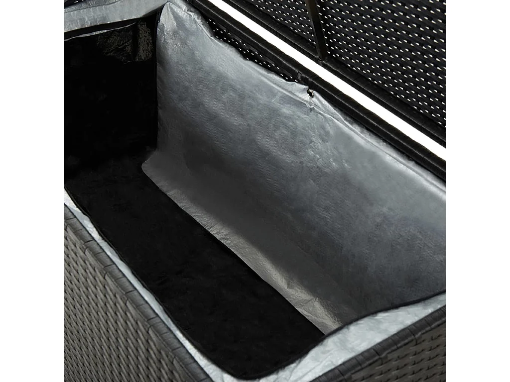 Caja de almacenamiento para jardín de resina tejida 100x50x50 cm negra
