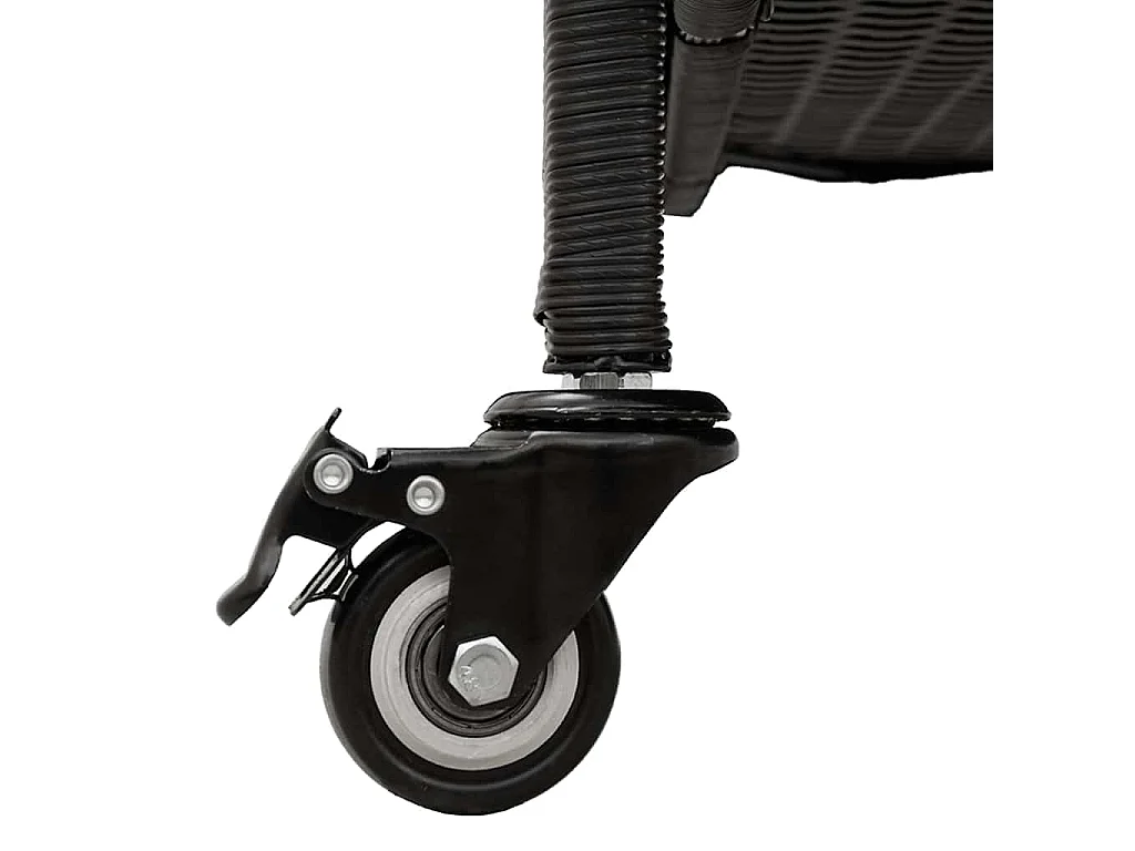 Boîte de rangement de jardin et roues noir résine tressée