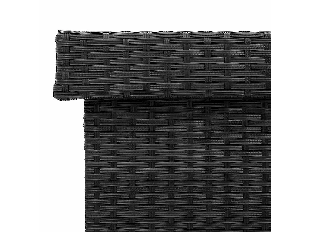 Boîte de rangement de jardin et roues noir résine tressée