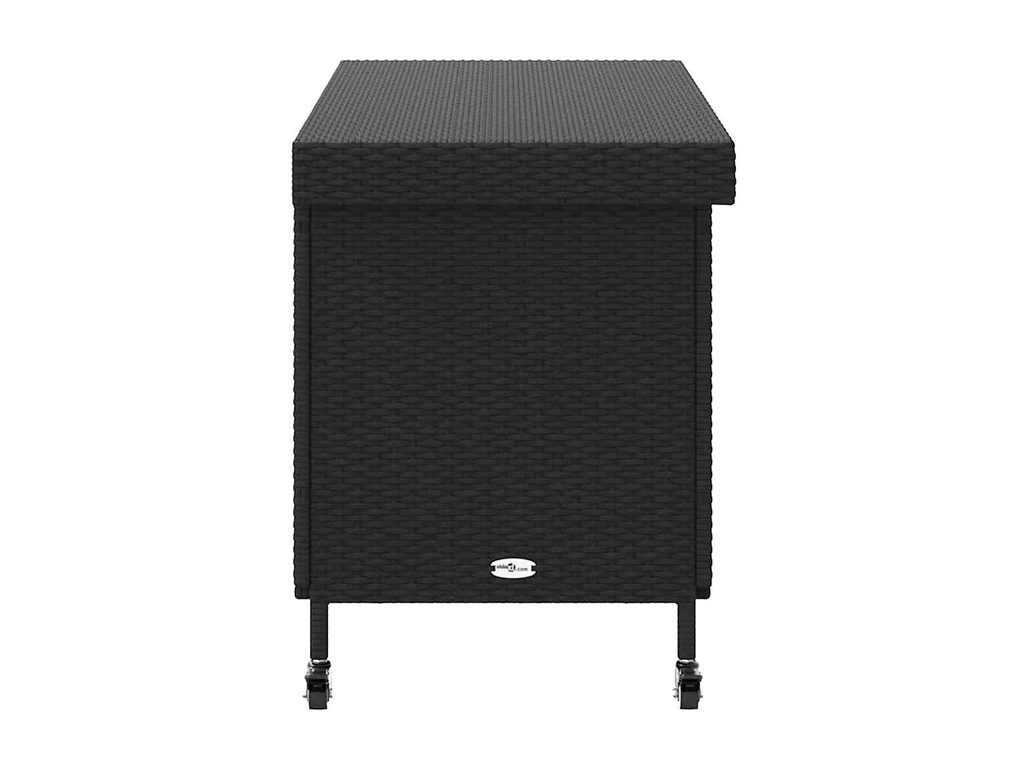 Boîte de rangement de jardin et roues noir résine tressée