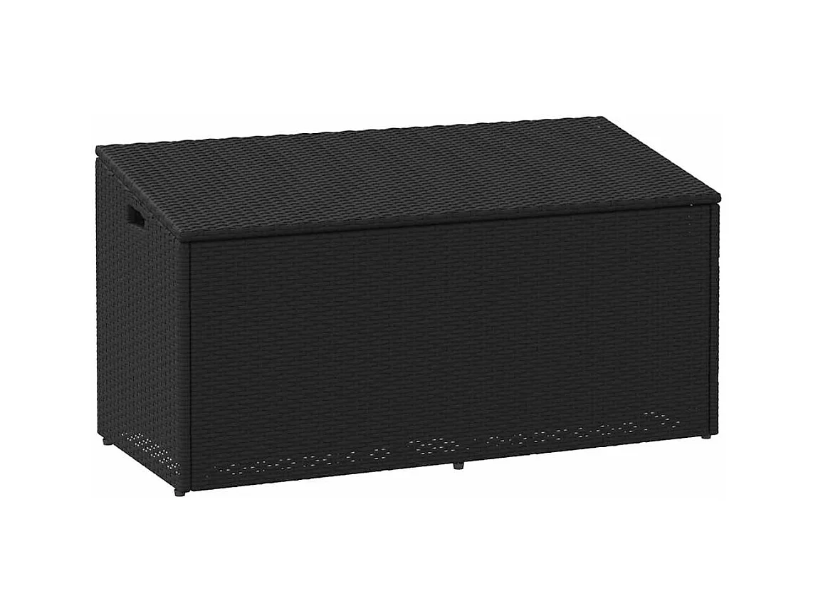 Boîte de rangement de jardin noir 110x50x58 cm résine tressée