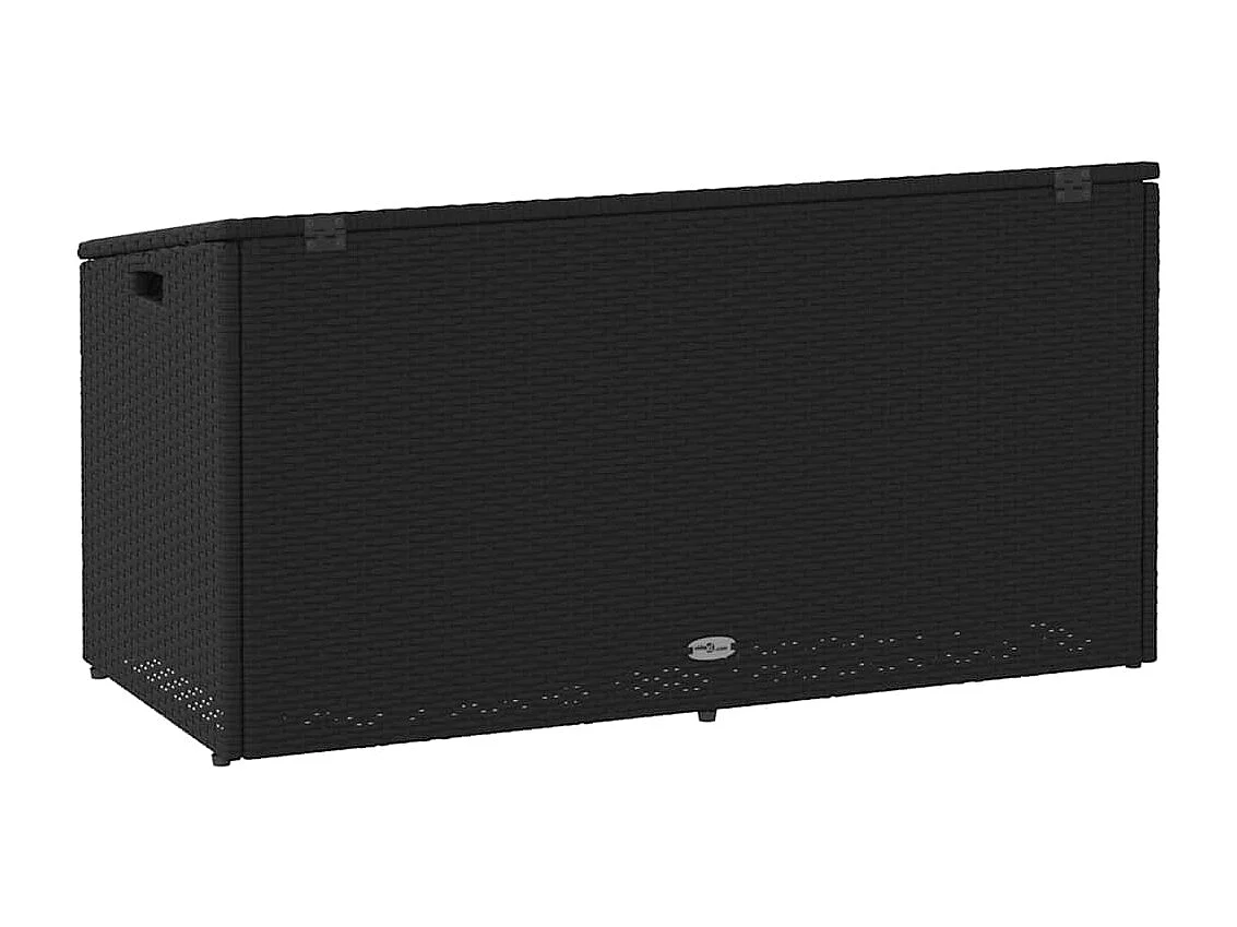 Boîte de rangement de jardin noir 110x50x58 cm résine tressée