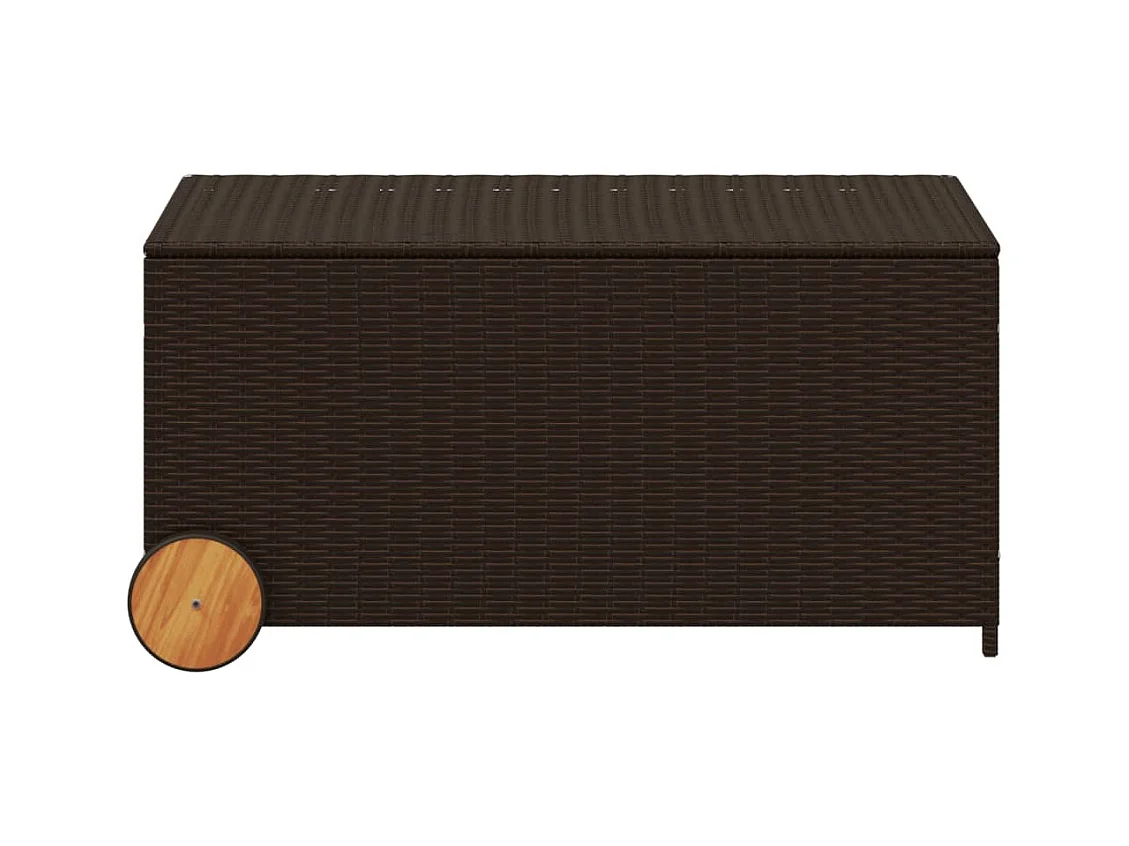 190L Poly Rattan Bruine Tuinopslagbox met Wielen