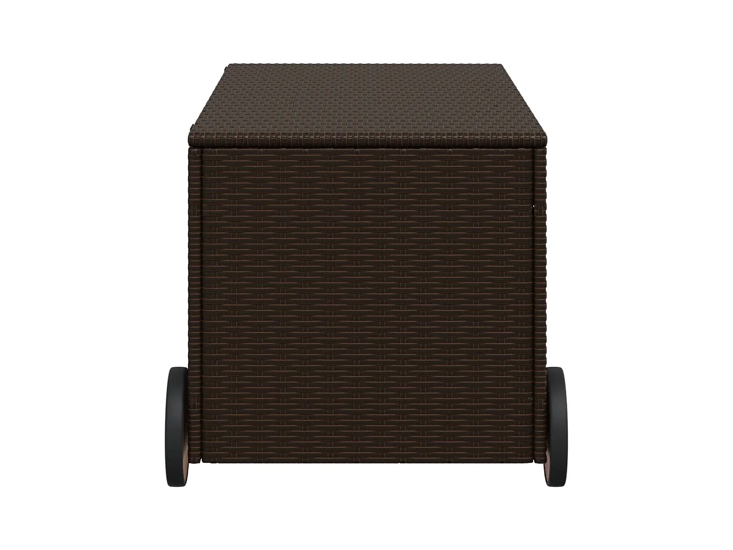 190L Poly Rattan Bruine Tuinopslagbox met Wielen