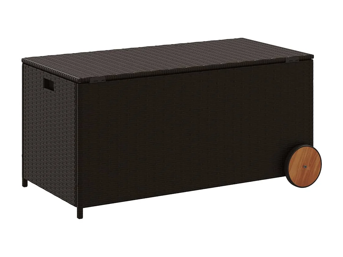 190L Poly Rattan Bruine Tuinopslagbox met Wielen