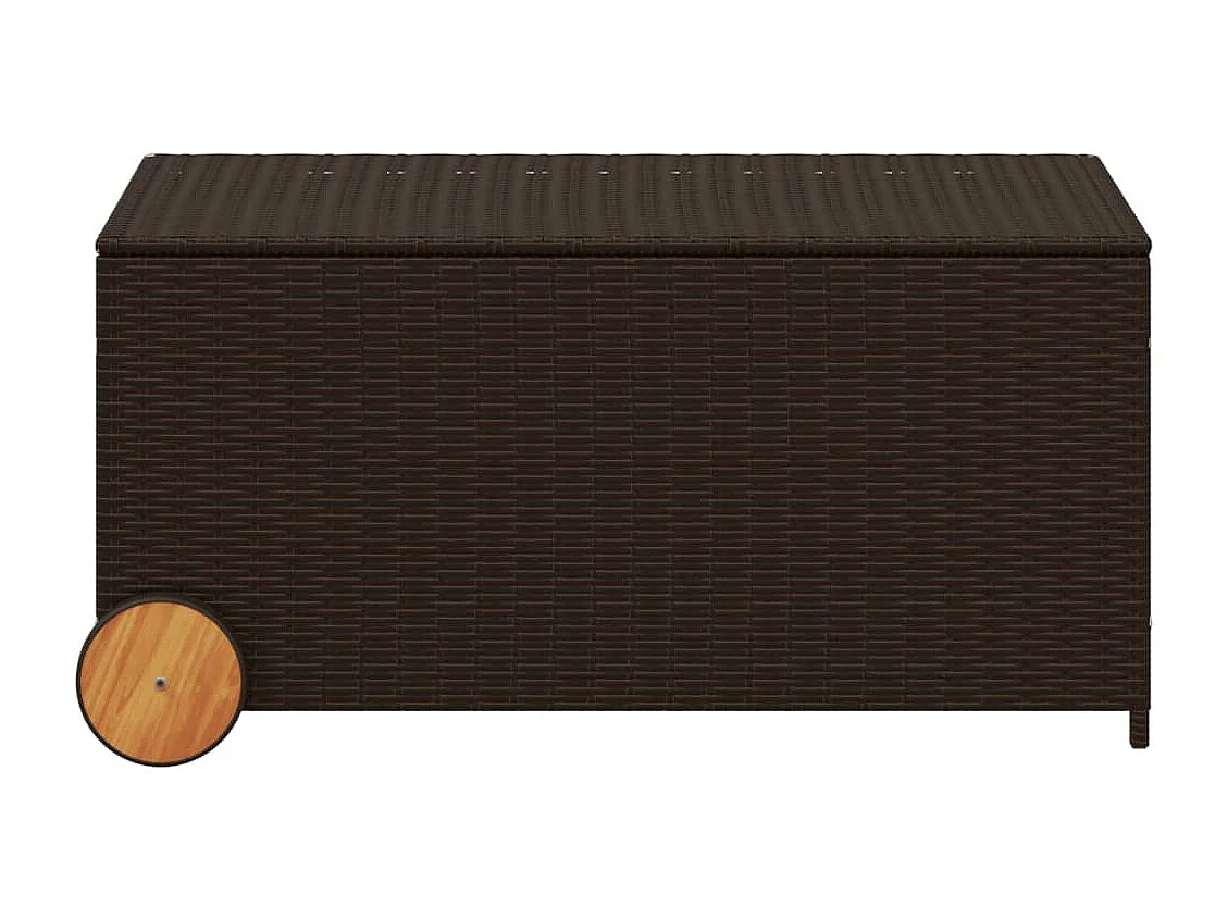 Contenitore da giardino in polyrattan marrone da 190 litri con ruote