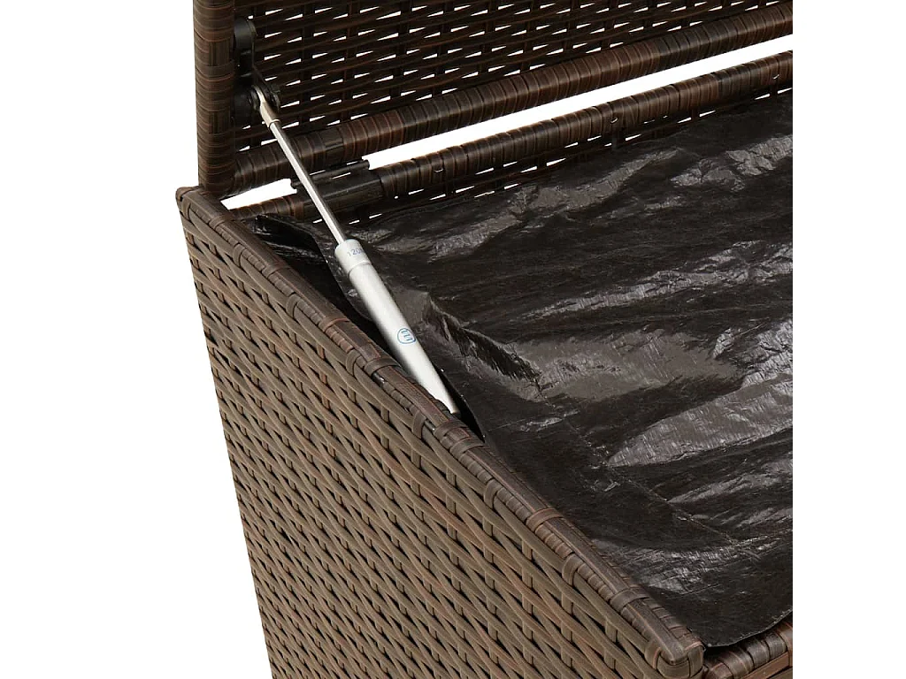 Contenitore da giardino in polyrattan marrone da 190 litri con ruote