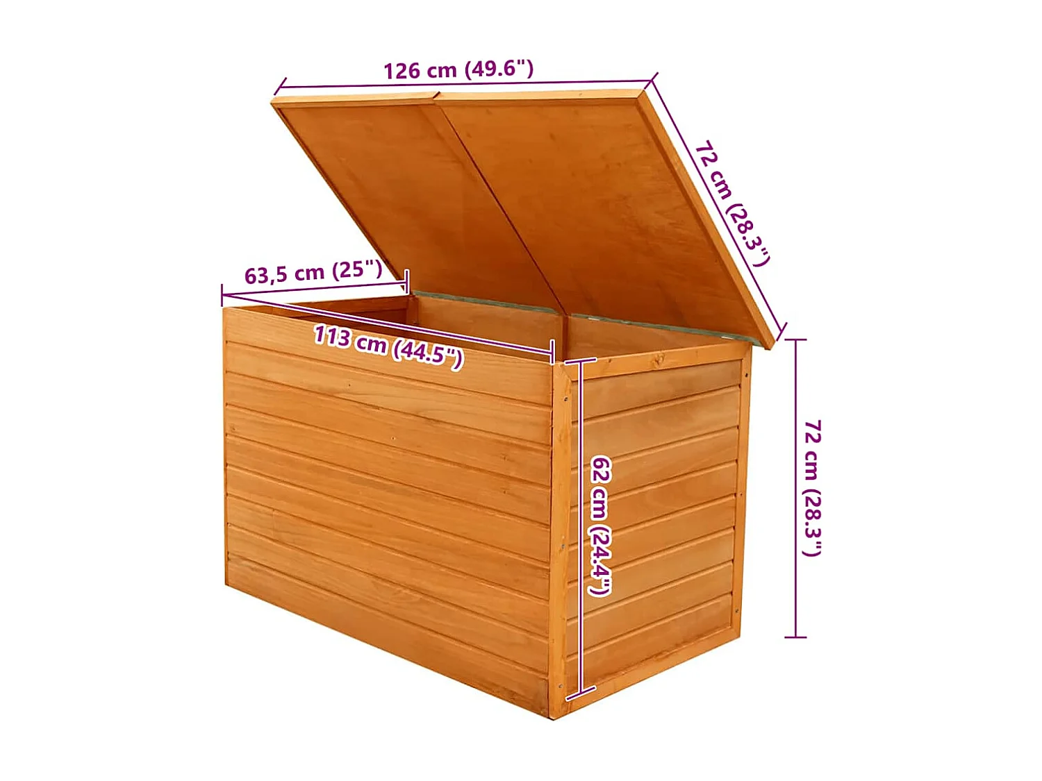 Tuinopbergbox 126x72x72 cm Hout