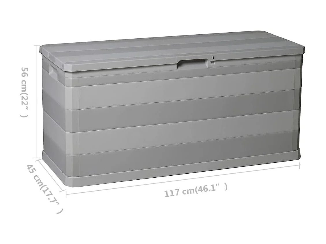 Caja de almacenamiento de jardín gris 117x45x56 cm