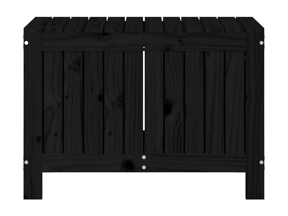 Arcón de jardín Negro 76x42,5x54 cm Madera maciza de pino
