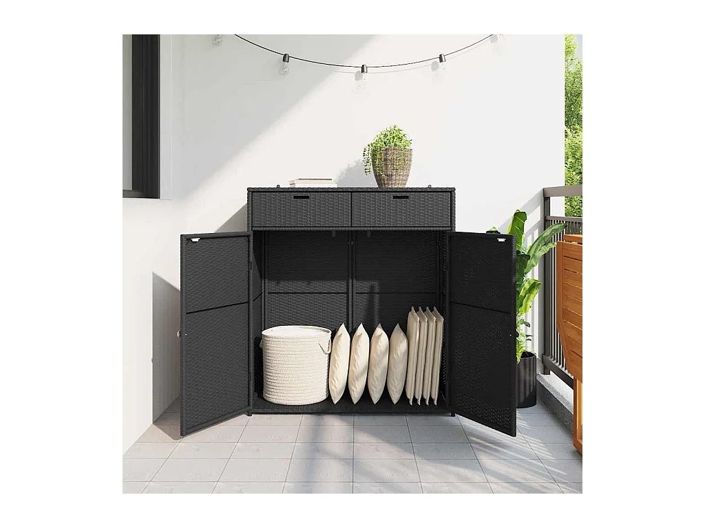 Zwarte tuinkast 105x55x113cm geweven hars