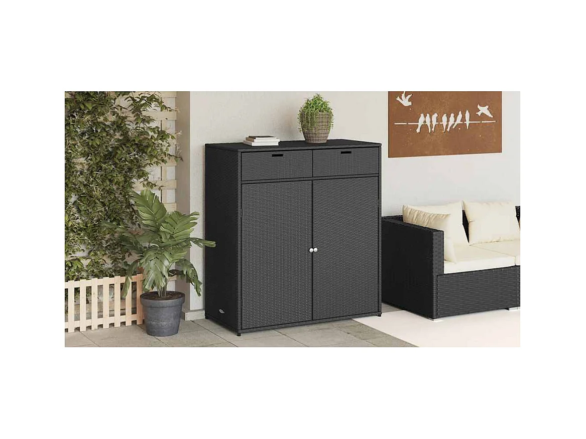 Zwarte tuinkast 105x55x113cm geweven hars