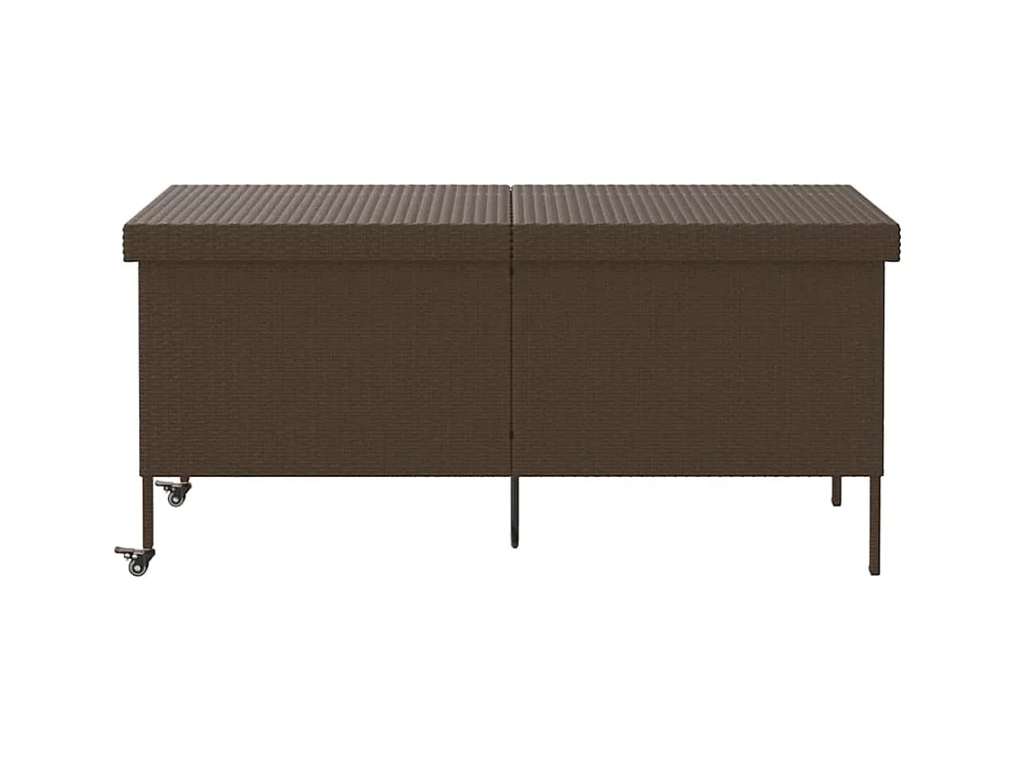 Boîte rangement jardin roues marron 160x55x75 cm résine tressée