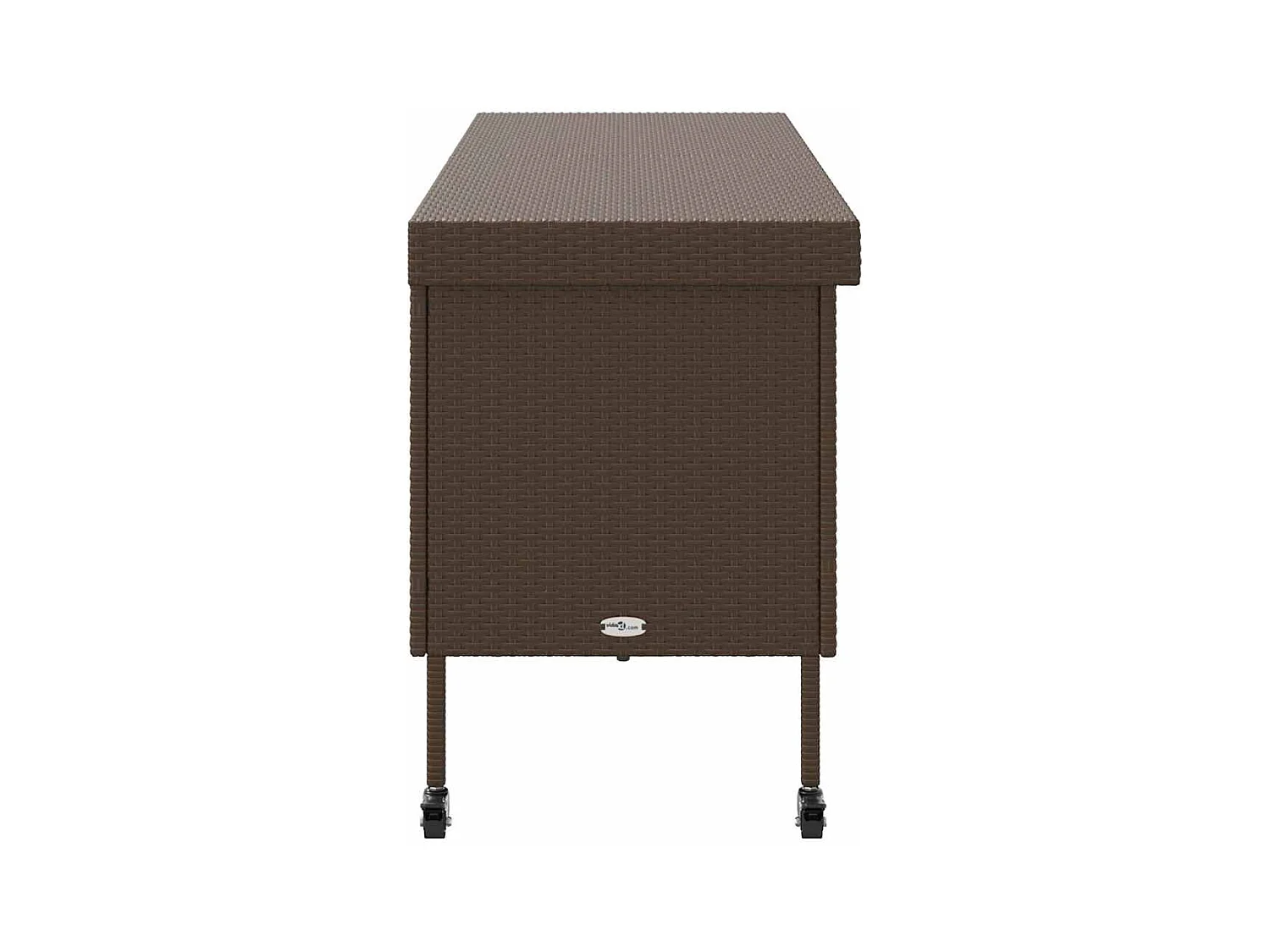 Boîte rangement jardin roues marron 160x55x75 cm résine tressée