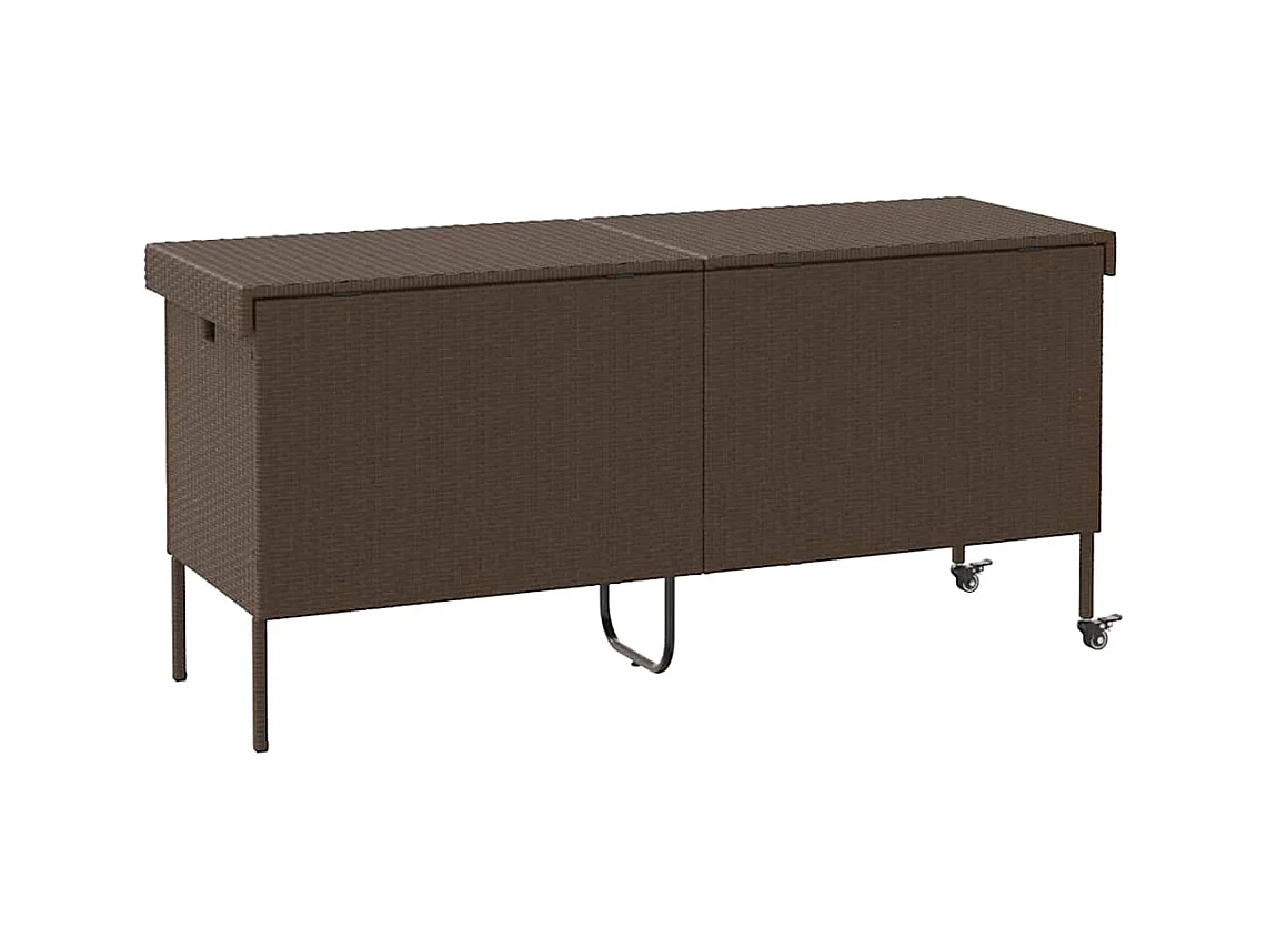 Boîte rangement jardin roues marron 160x55x75 cm résine tressée