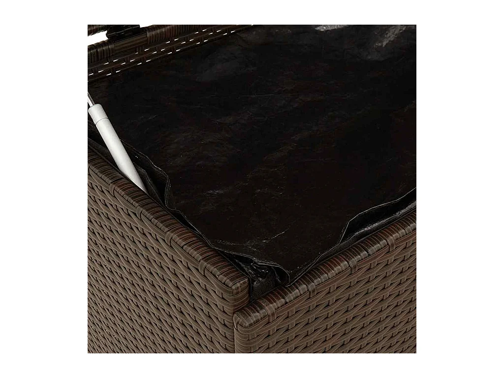 Boîte rangement jardin roues marron 160x55x75 cm résine tressée