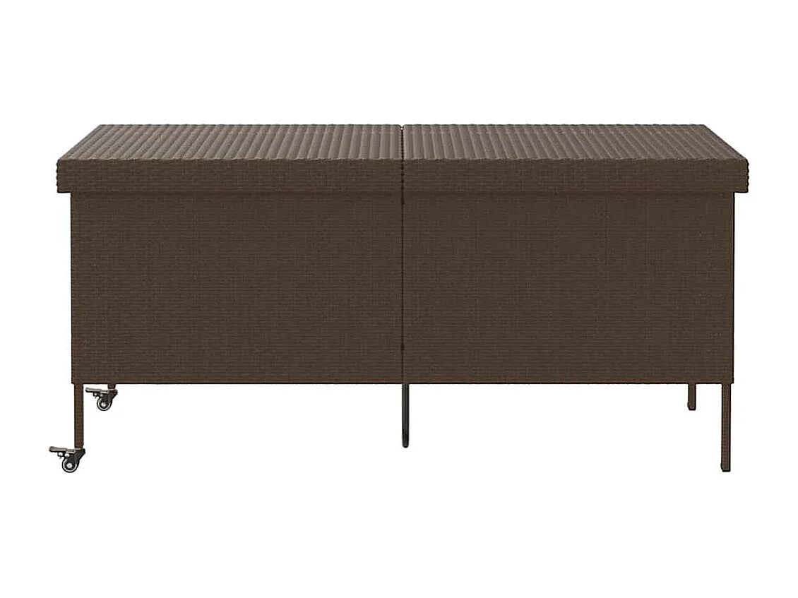 Boîte rangement jardin roues marron 160x55x75 cm résine tressée