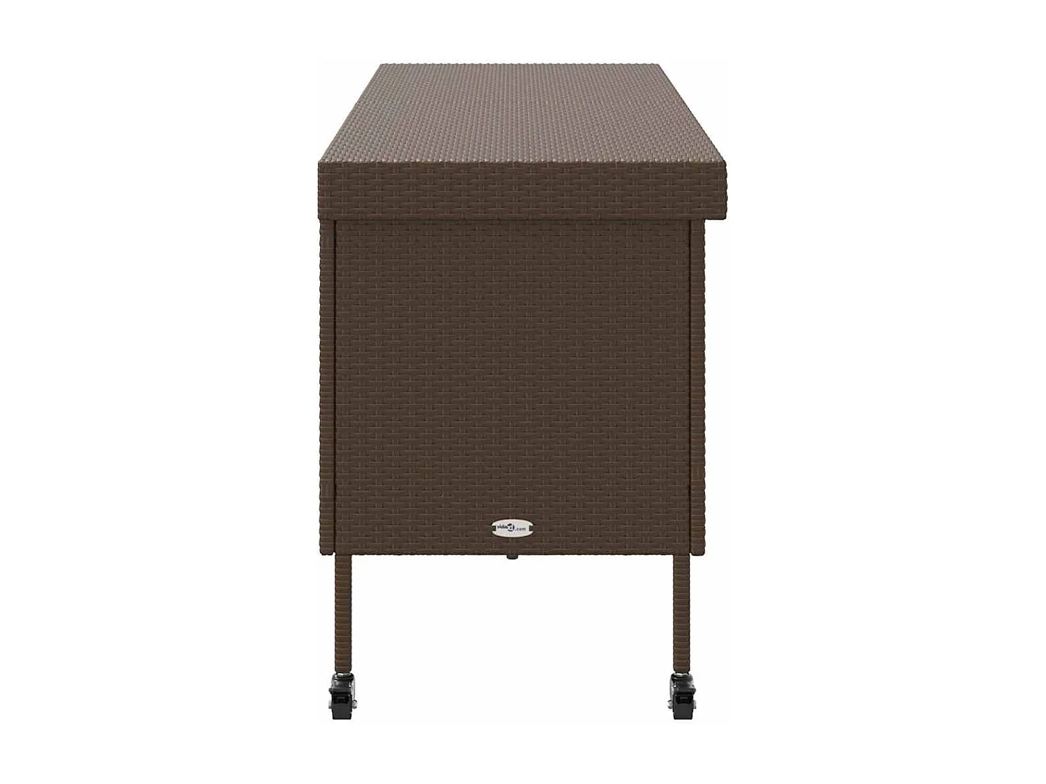 Boîte rangement jardin roues marron 160x55x75 cm résine tressée