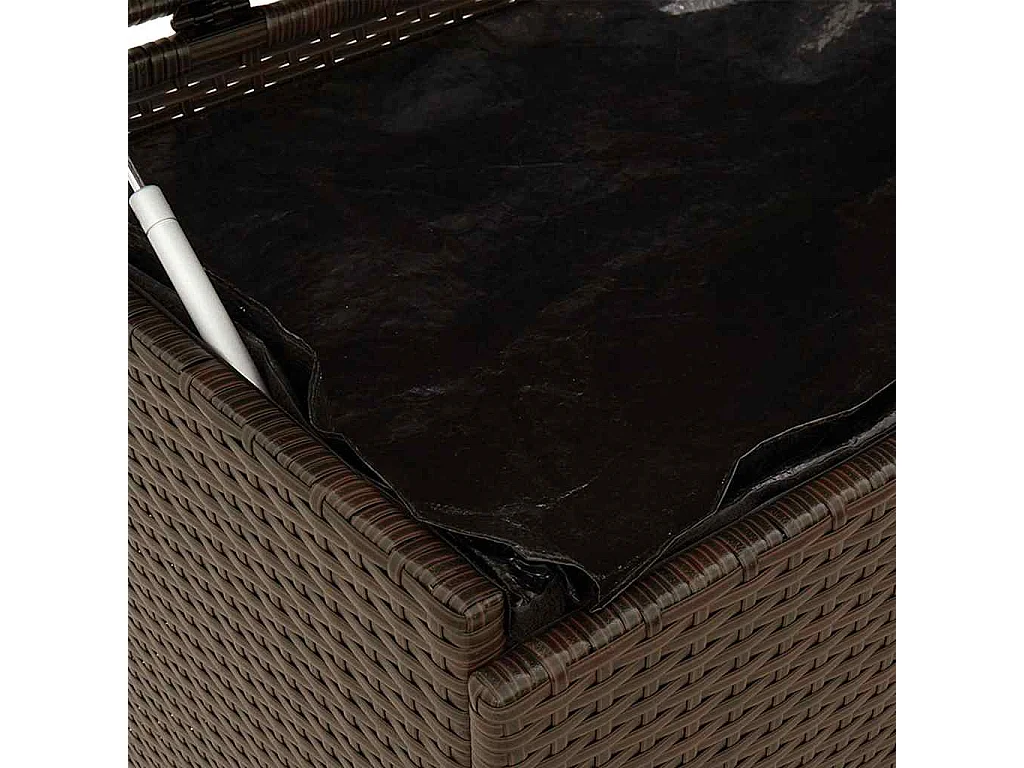 Boîte rangement jardin roues marron 160x55x75 cm résine tressée