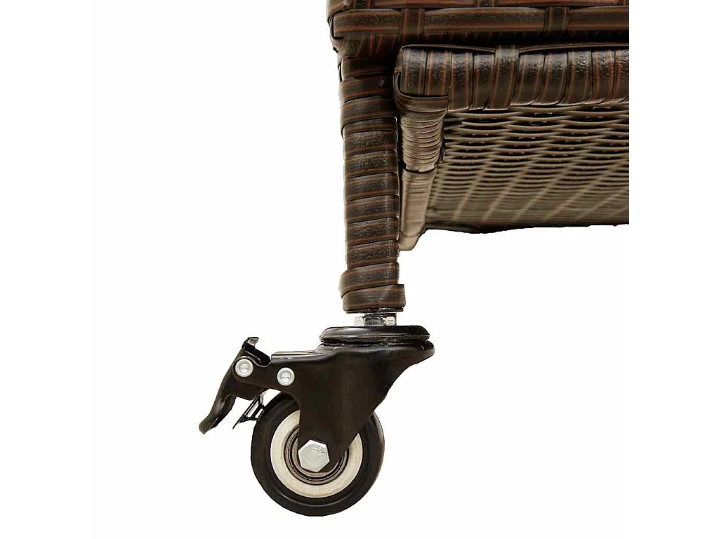 Boîte rangement jardin roues marron 160x55x75 cm résine tressée