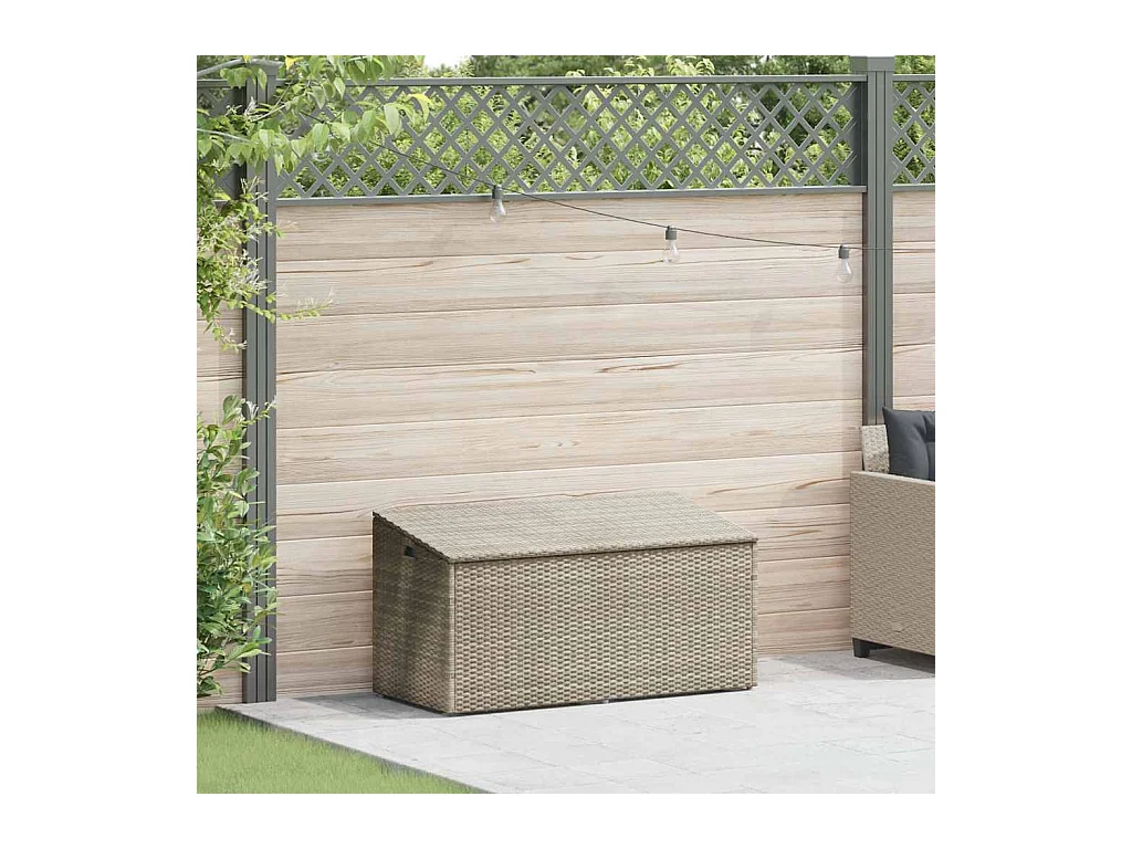 Boîte de rangement de jardin gris clair 110x50x58 cm rotin