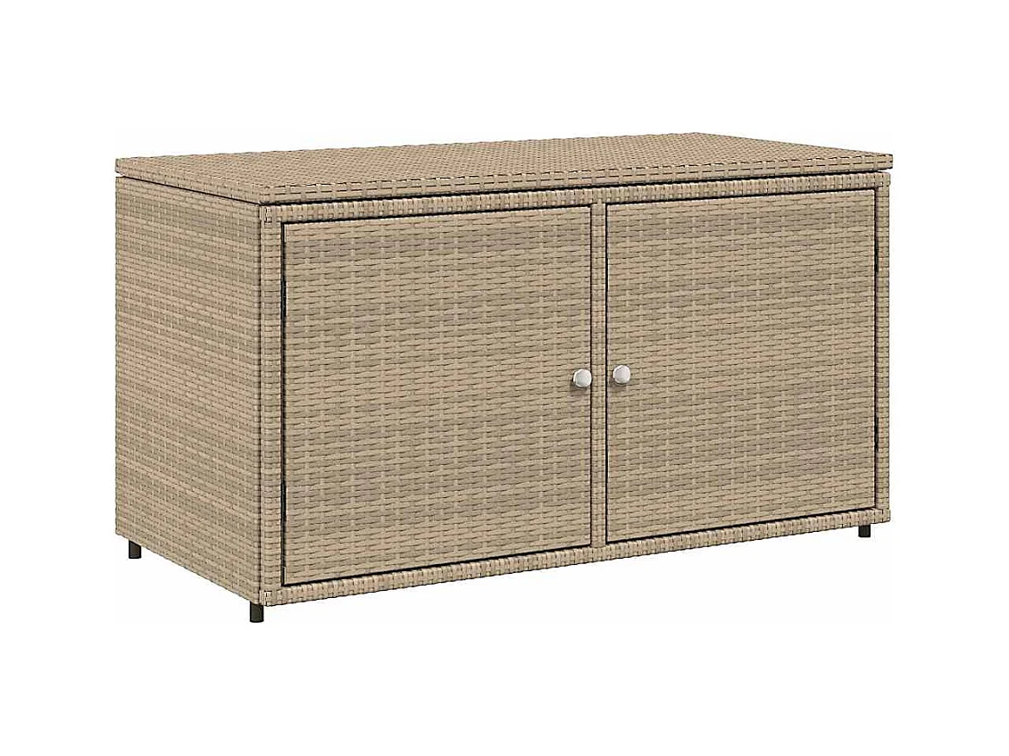 Armoire de rangement jardin beige 110x55x60,5 cm résine tressée