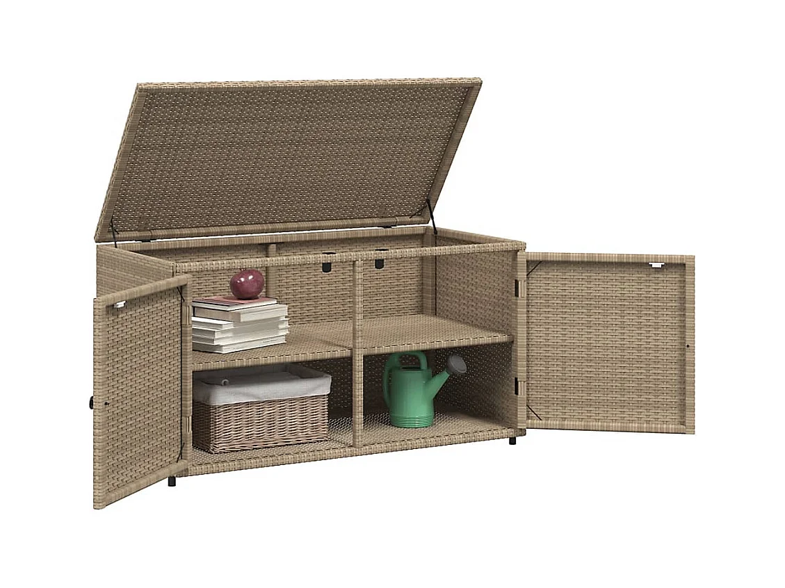 Armoire de rangement jardin beige 110x55x60,5 cm résine tressée