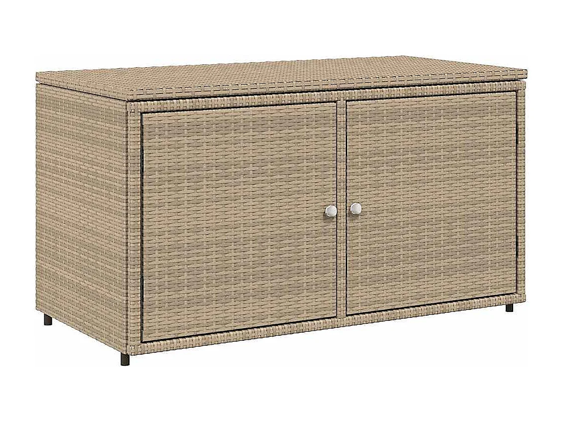 Armoire de rangement jardin beige 110x55x60,5 cm résine tressée