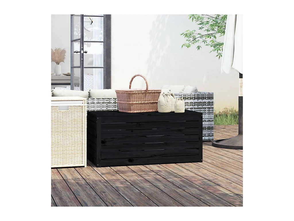 Zwarte tuinbak 101x50,5x46,5 cm massief grenenhout