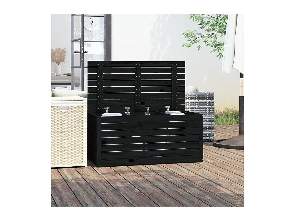 Zwarte tuinbak 101x50,5x46,5 cm massief grenenhout