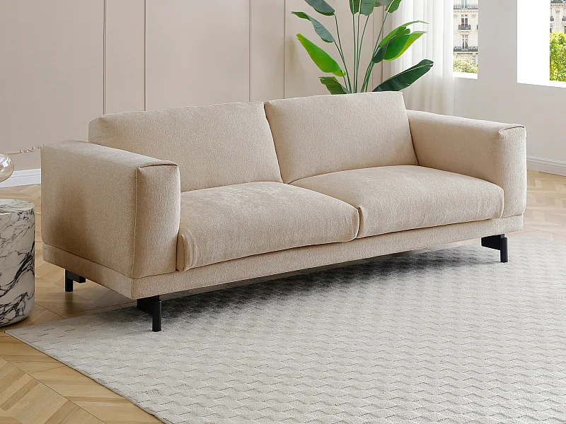 Canapé 3 places en tissu chenille beige DEMBOLA