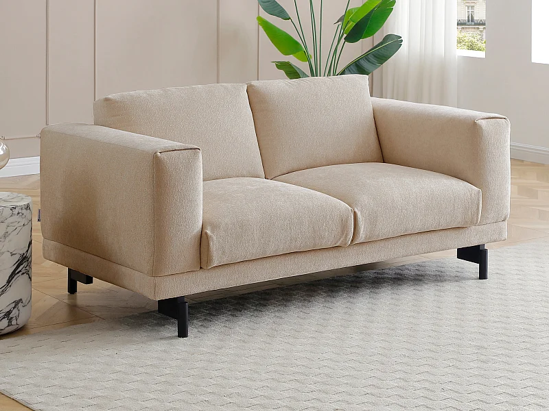 Canapé 2 places en tissu chenille beige DEMBOLA