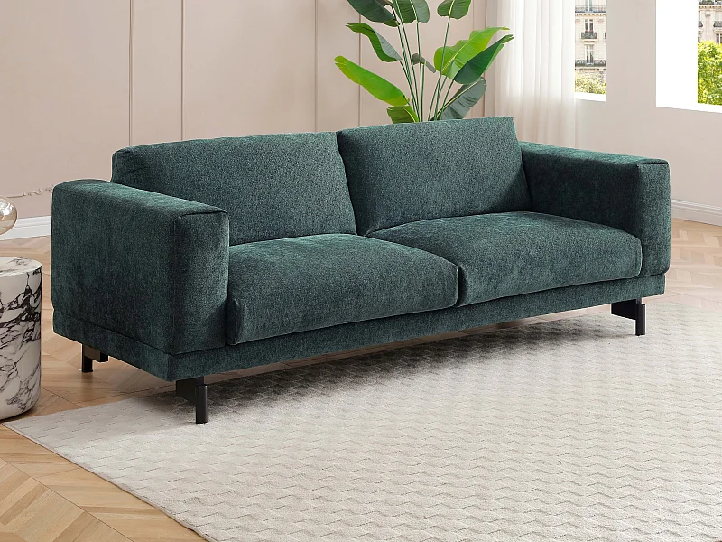 Canapé 3 places en tissu chenille vert DEMBOLA