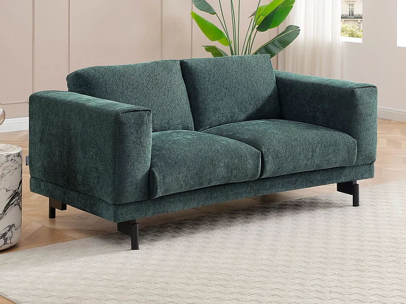 Canapé 2 places en tissu chenille vert DEMBOLA