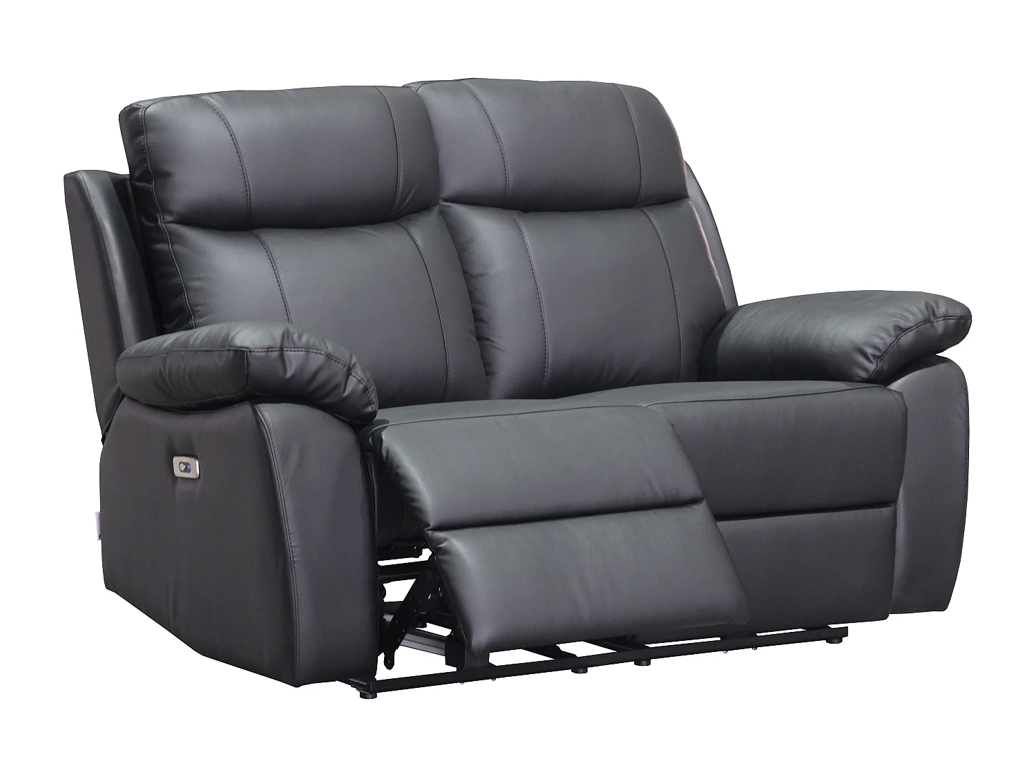 Canapé 2 places relax électrique en cuir noir VIPINO