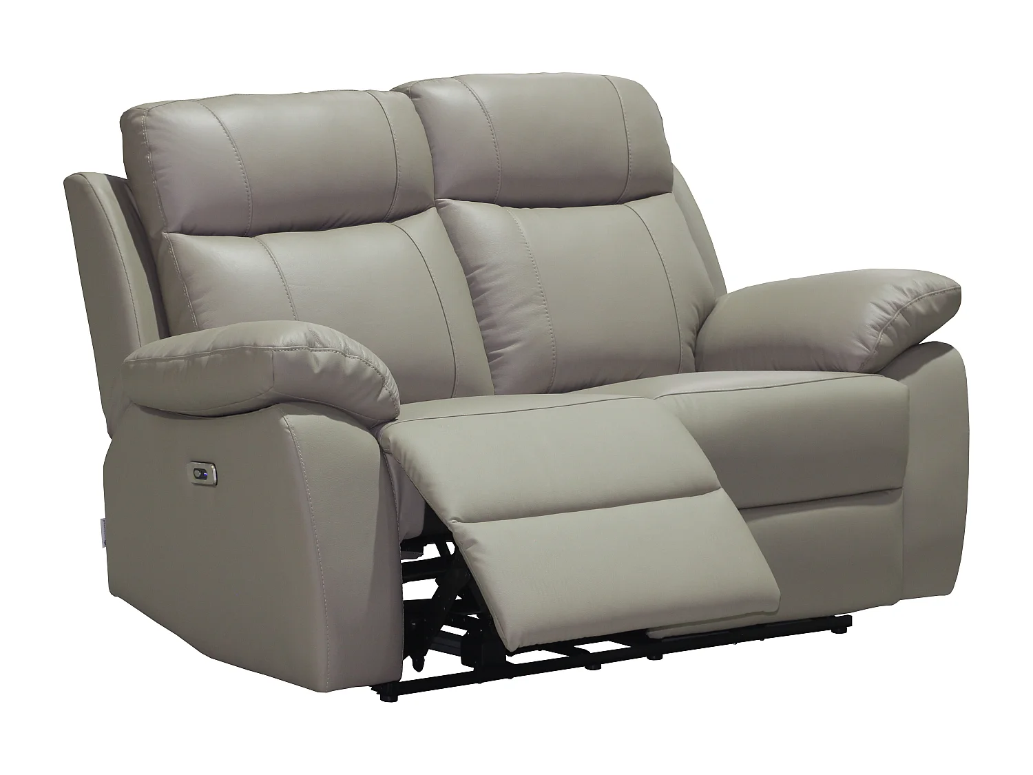 Canapé 2 places relax électrique en cuir taupe VIPINO