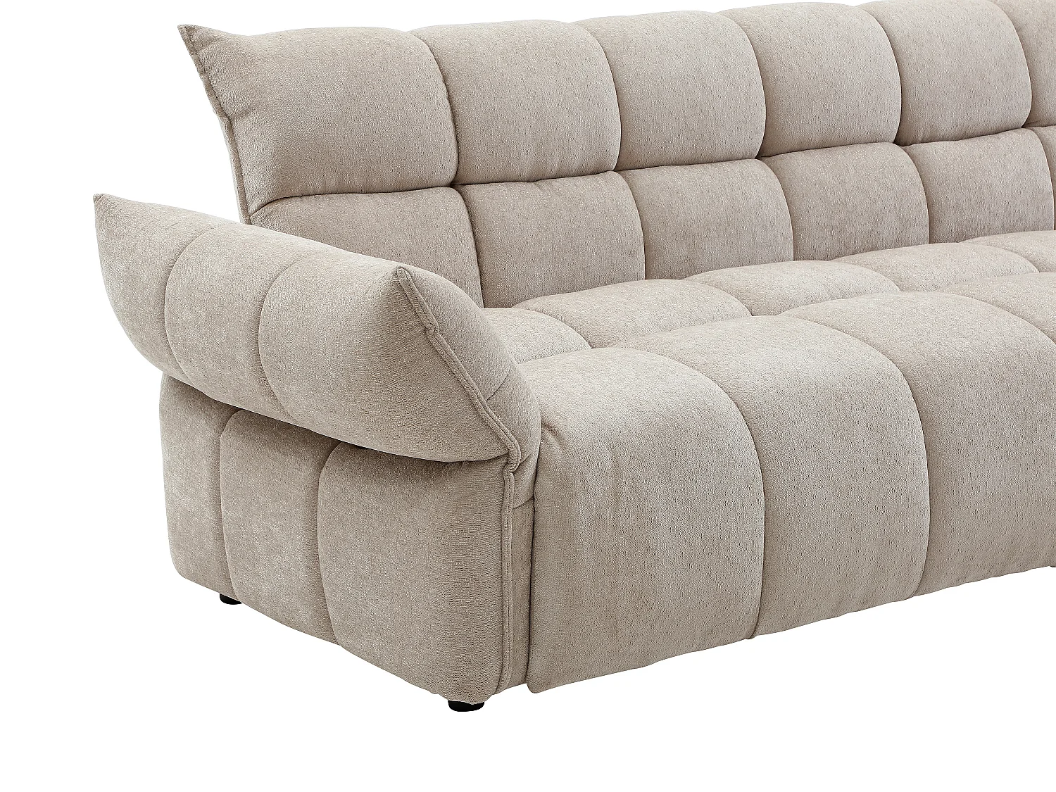 Canapé 3 places convertible clic-clac en tissu chenille beige HAKEMO
