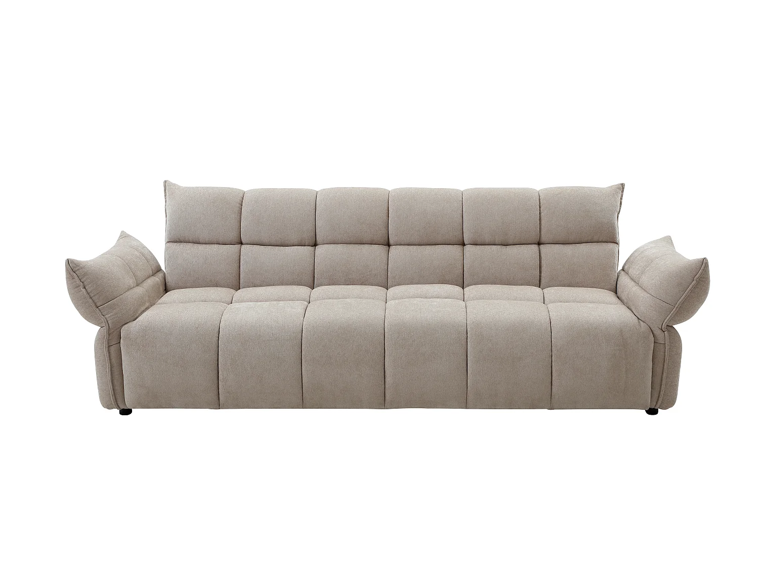 Canapé 3 places convertible clic-clac en tissu chenille beige HAKEMO