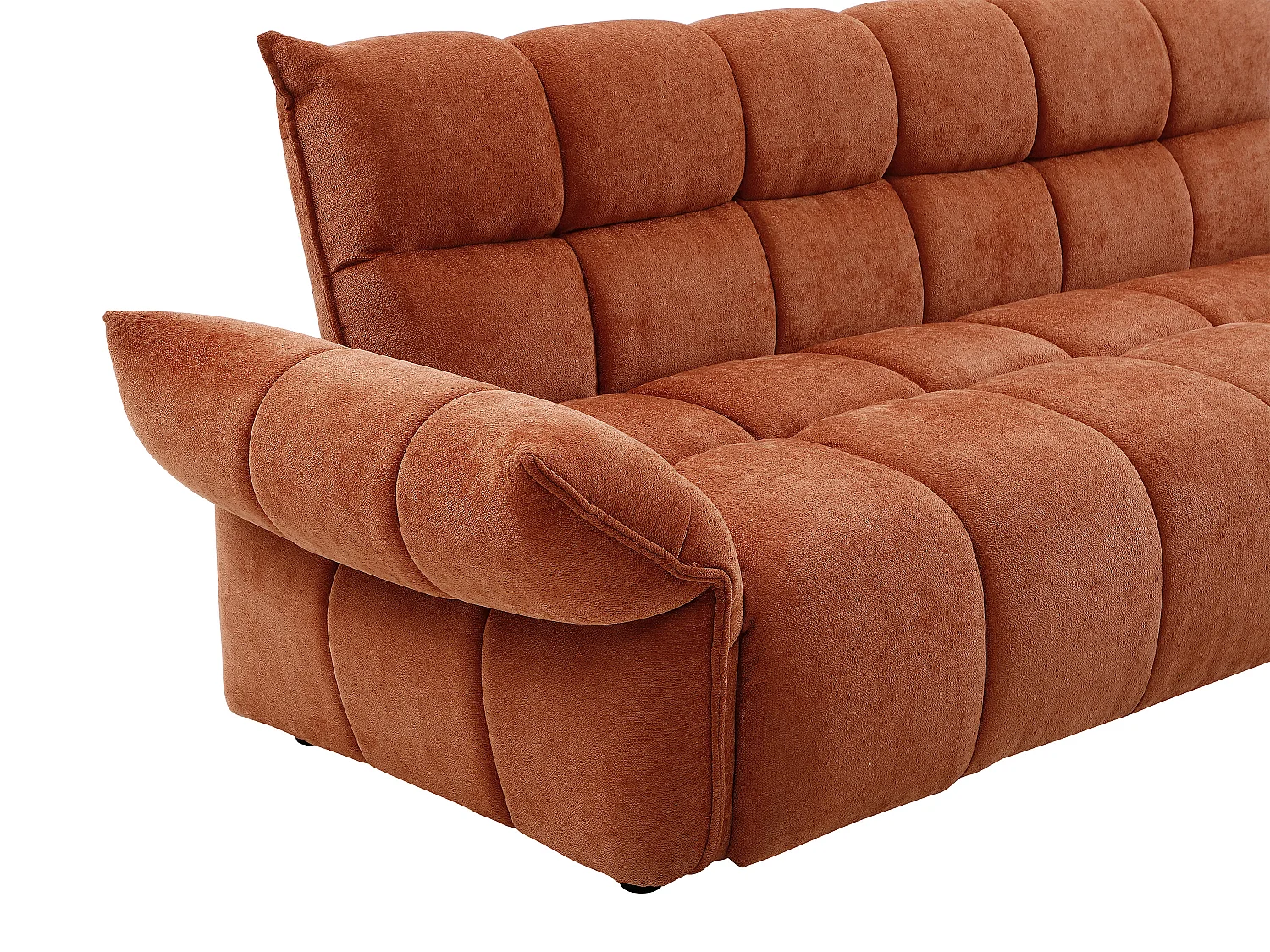 Canapé 3 places convertible clic-clac en tissu chenille terracotta HAKEMO