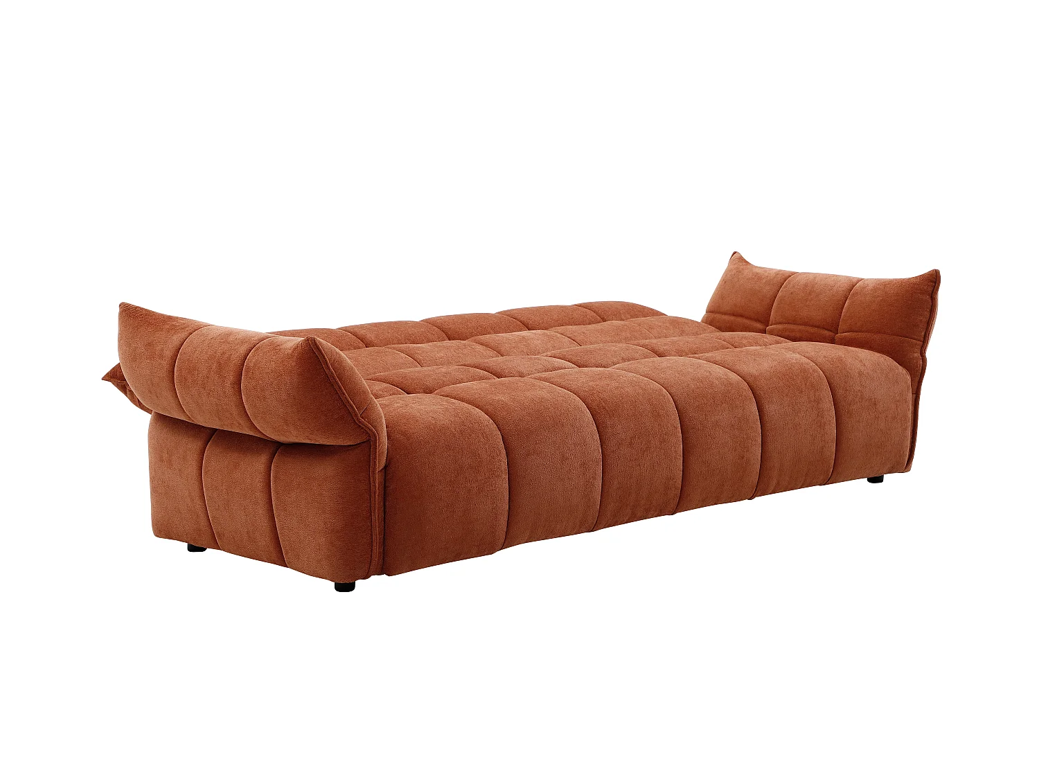 Canapé 3 places convertible clic-clac en tissu chenille terracotta HAKEMO