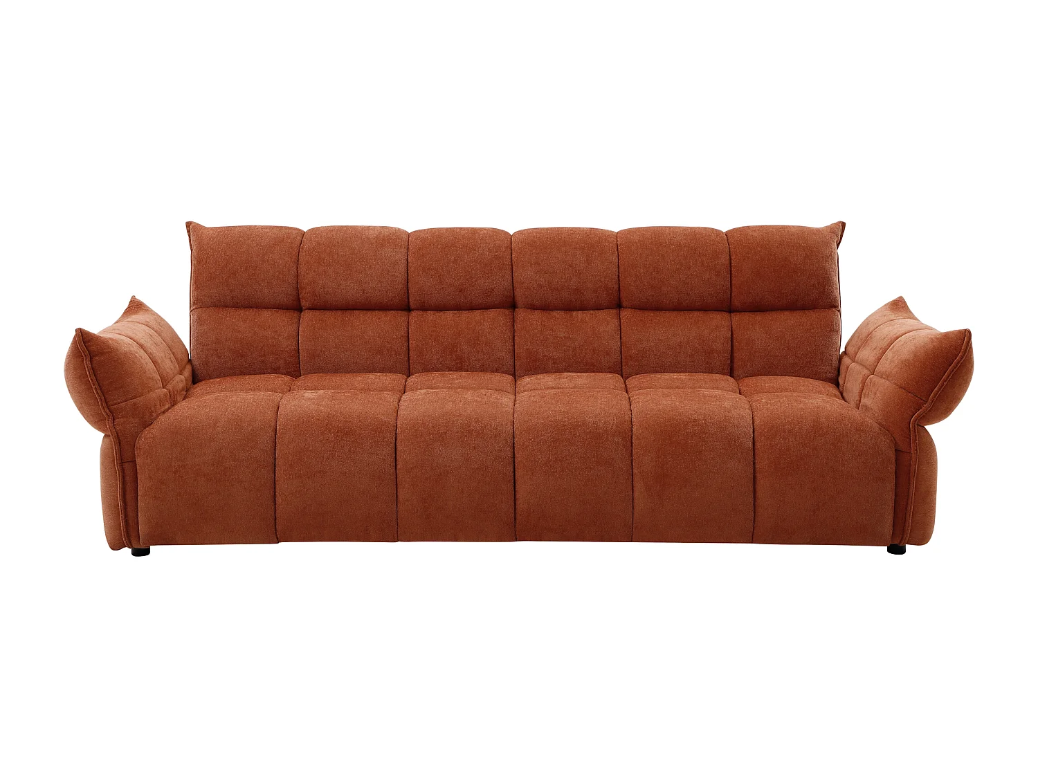 Canapé 3 places convertible clic-clac en tissu chenille terracotta HAKEMO