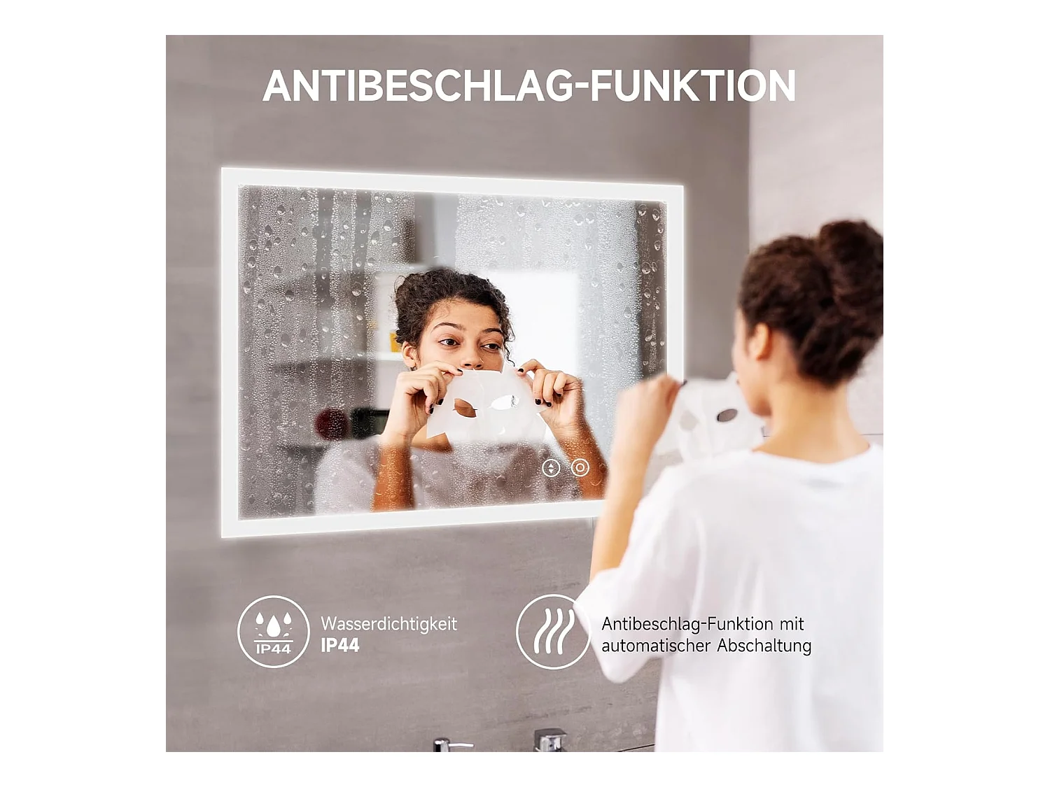 Miroir de Salle de Bain YOLEO avec Éclairage, 50 x 70 cm, Miroir Murale avec Prise Electrique, Commande Tactile et Fonction Anti-Buée