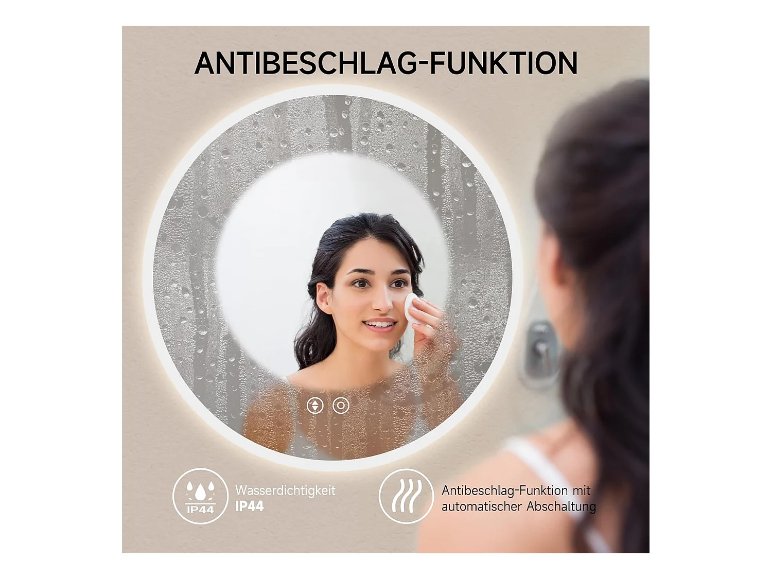 Specchio da Bagno Rotondo YOLEO con Illuminazione, 70cm, Specchio per Bagno/Specchio a Parete con Interruttore Touch e Vetro di Sicurezza