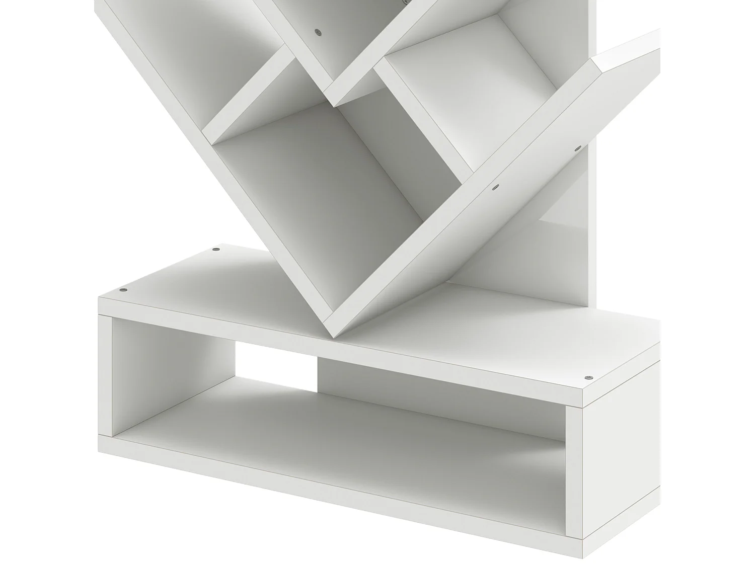 Balconera Bibliothèque en forme d'arbre - Style industriel moderne - Étagère d'angle autoportante - Blanc