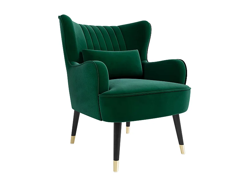 Fauteuil en Velours, Chaise Longue Relax Moderne avec Pied en Bois, Fauteuils Lounge avec accoudoirs, Fauteuil à Oreilles pour Salon Chambre à Coucher