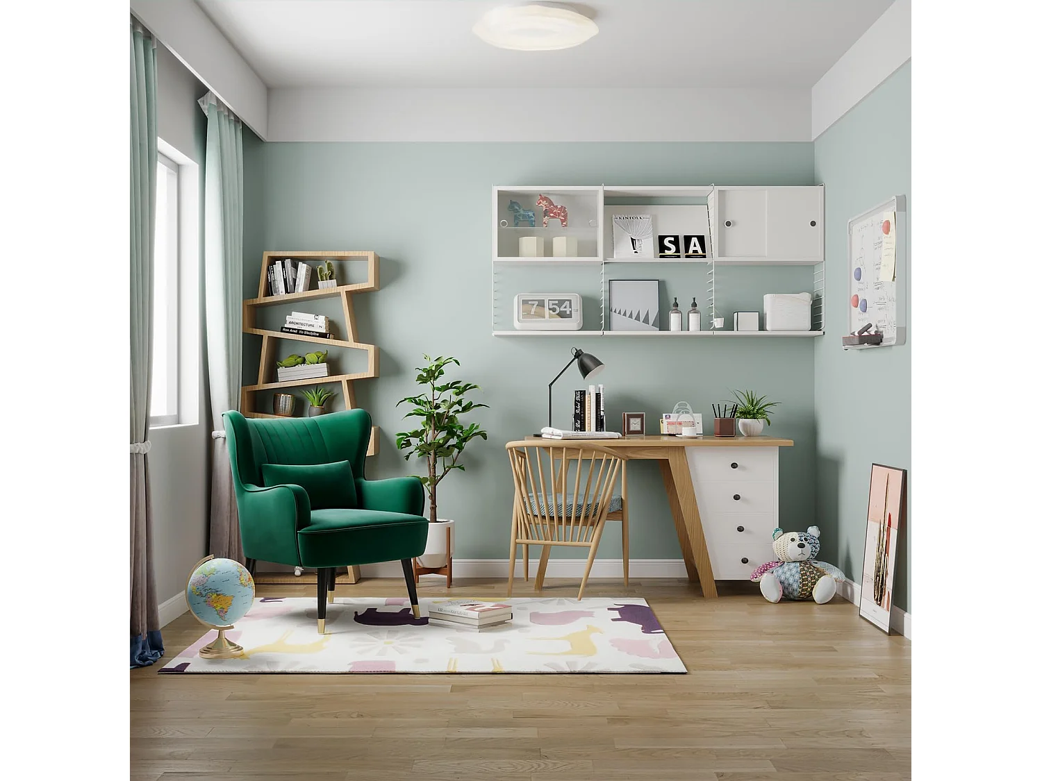 Fauteuil en Velours, Chaise Longue Relax Moderne avec Pied en Bois, Fauteuils Lounge avec accoudoirs, Fauteuil à Oreilles pour Salon Chambre à Coucher