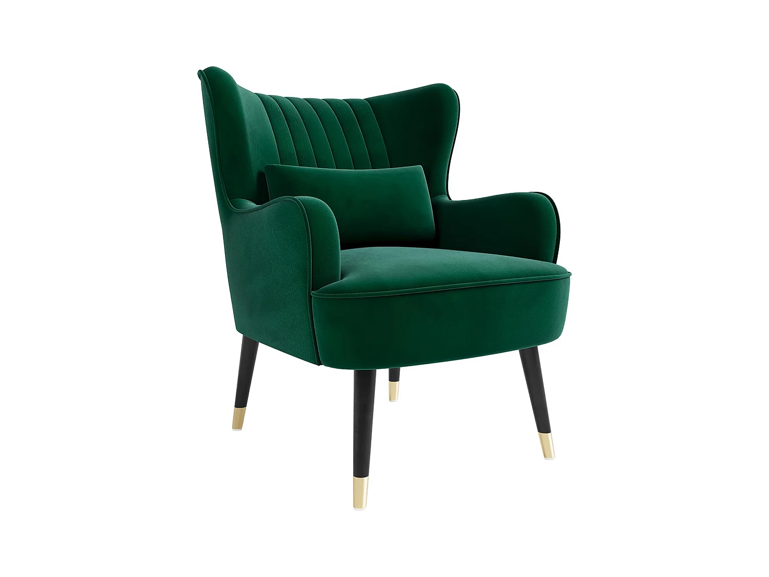 Fauteuil en Velours, Chaise Longue Relax Moderne avec Pied en Bois, Fauteuils Lounge avec accoudoirs, Fauteuil à Oreilles pour Salon Chambre à Coucher